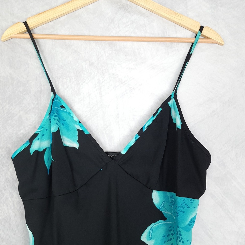 Vintage Floral Whimsy Dress Womens Large Asymmetrical Hem Spaghetti Strap 90s - Picture 2 of 16